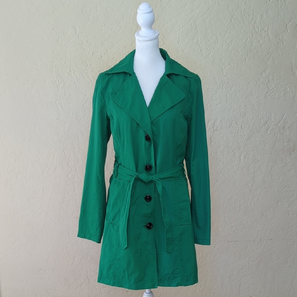 Lands' End Kelly Green Harbor Trench Coat Size XS (2-4)
